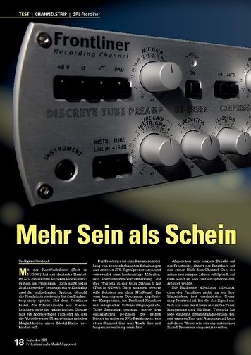 Professional Audio Mehr Sein als Schein: SPL Frontliner Professional Audio Mehr Sein als Schein: SPL Frontliner