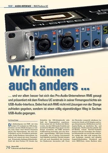 Professional Audio RME Fireface UC: Wir können auch anders ... Professional Audio RME Fireface UC: Wir können auch anders ...