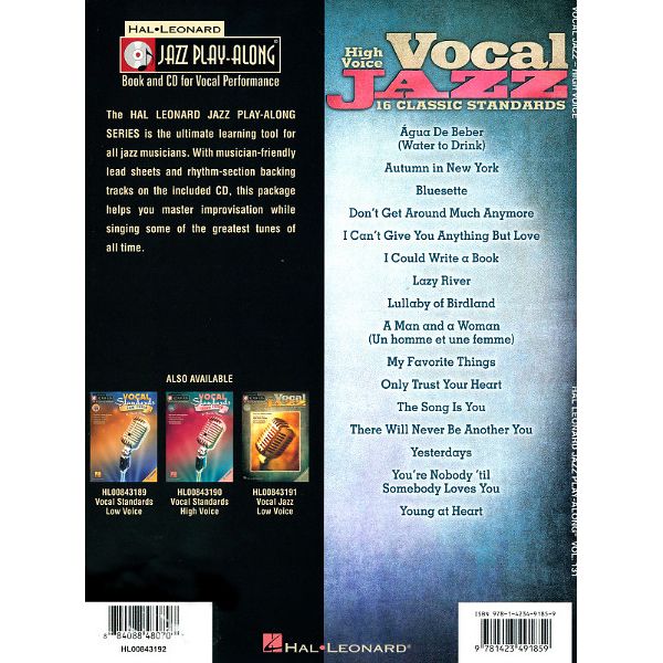 Hal Leonard Jazz Play-Along Vocal High