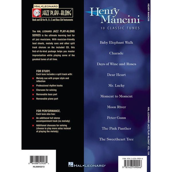 Hal Leonard Jazz Play-Along Henry Mancini