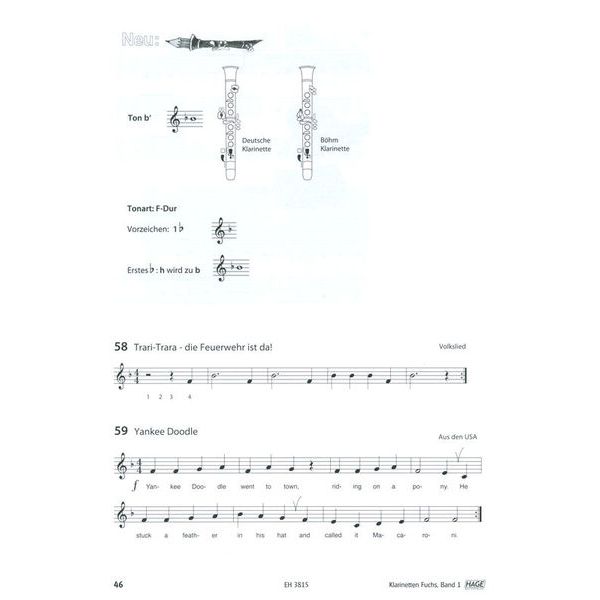 Hage Musikverlag Klarinetten Fuchs 1