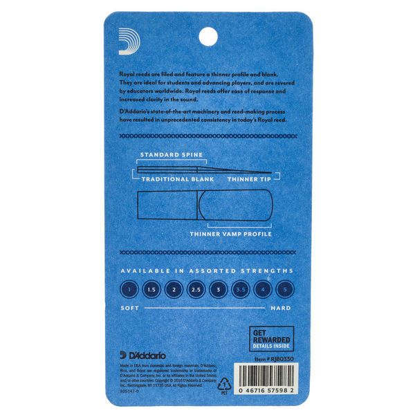 DAddario Woodwinds Royal Alto Sax 3.0 - 3-Pack