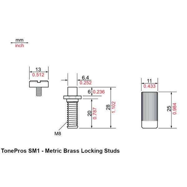 TonePros SM1 C Metric Brass Studs
