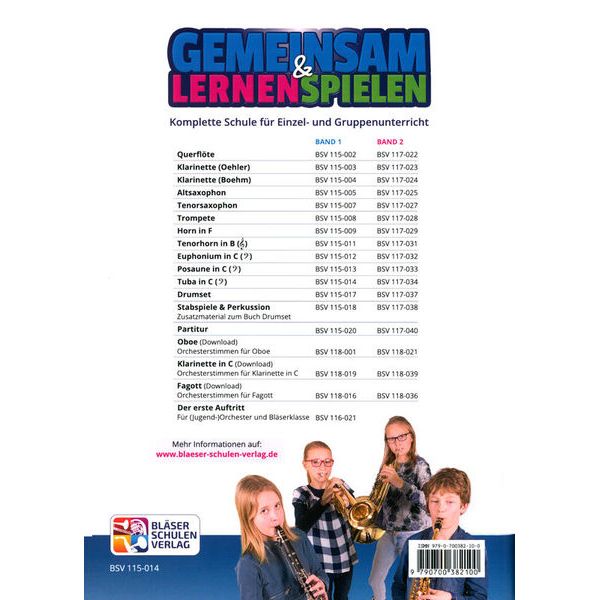 Bläser-Schulen-Verlag Gemeinsam lernen 1 Tuba