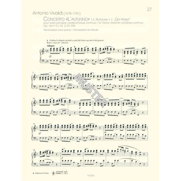 Ricordi Vivaldi Vier Jahreszeiten Pian