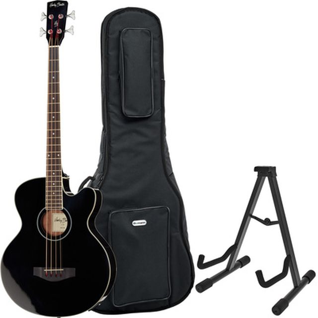 Harley Benton B-30BK Acoustic Bass Bundle